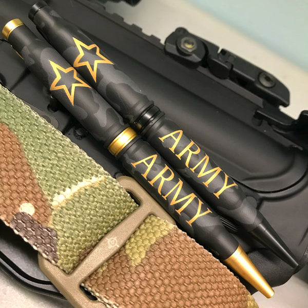 Army Camo Cerakoted Retirement Gift Pen made of Bullet Casings