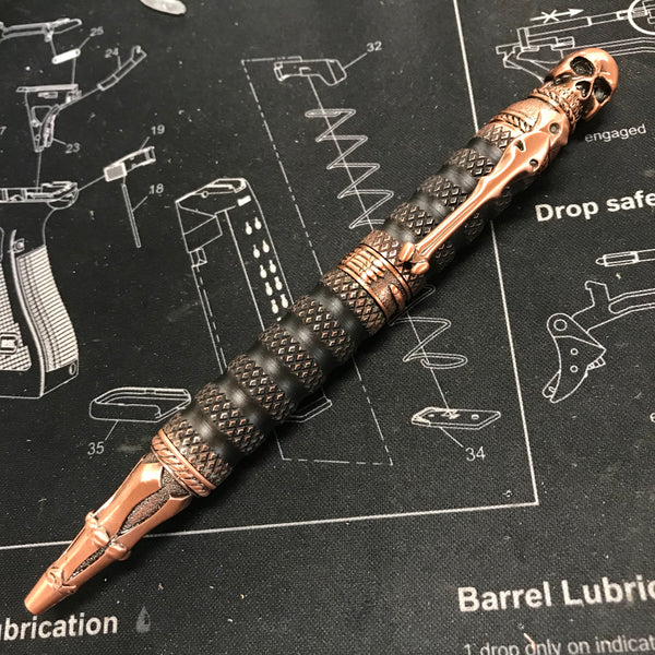 Copper Goth Skull Knurled Pen