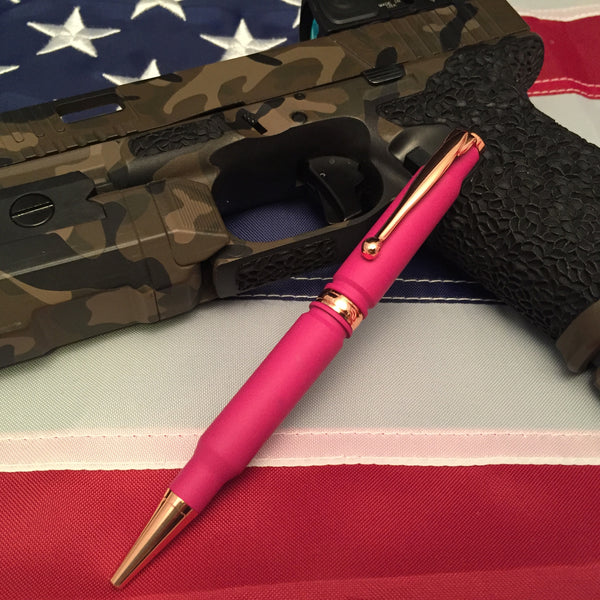 Shiny Copper Hardware for Bullet Pen that is Hot Pink