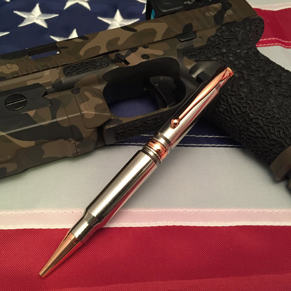 Real Nickel bullet pen with copper ring