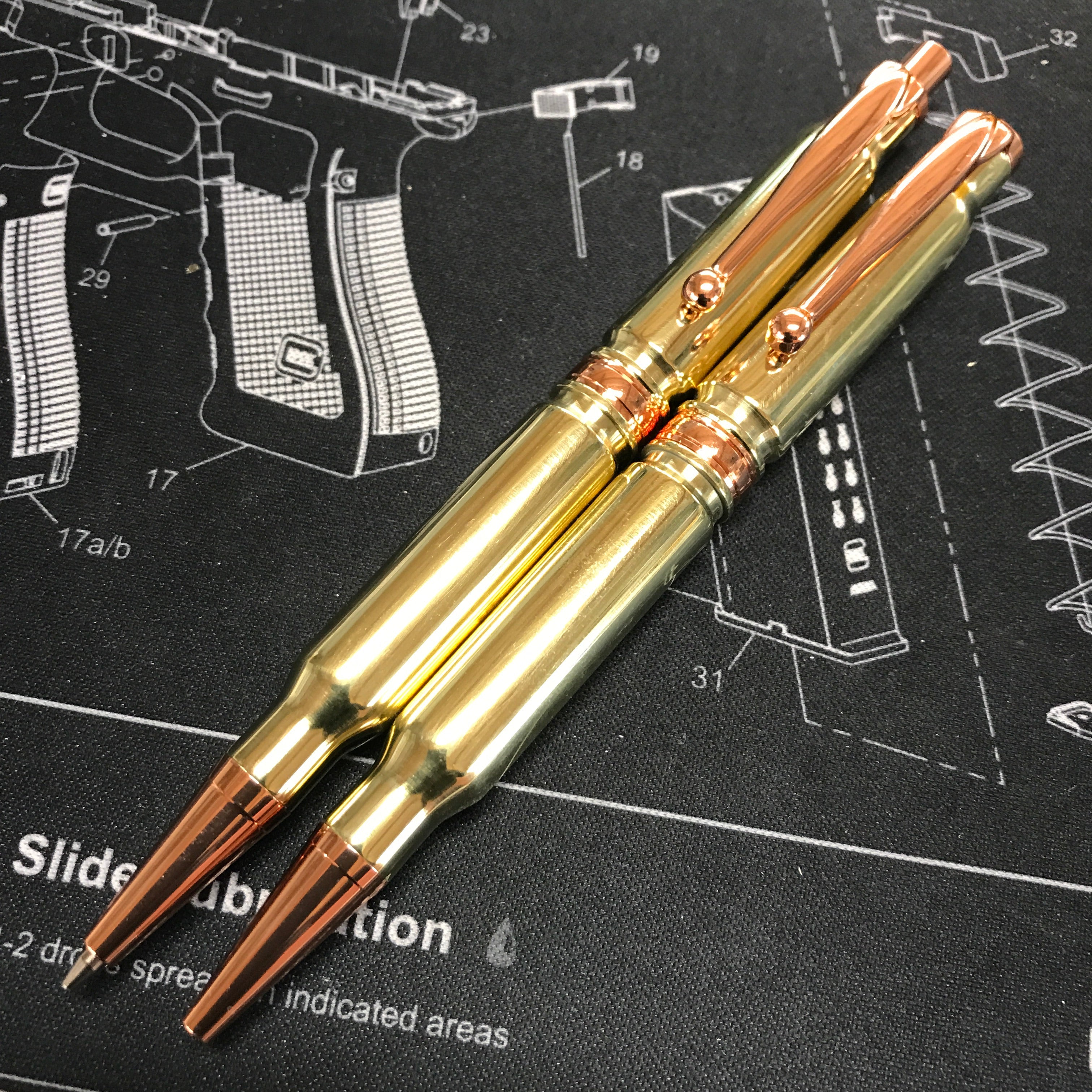 Pen gift set, Bullet pen and pencil set, 308 bullet pen and mechanical click pencil gift store set complete with engraved gift box, Handcrafted